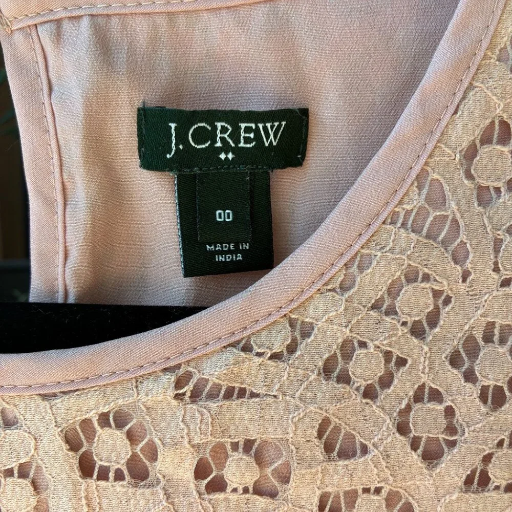 J. Crew Pink Shirt Paisley Lace with 3/4 Sleeve - Size 00